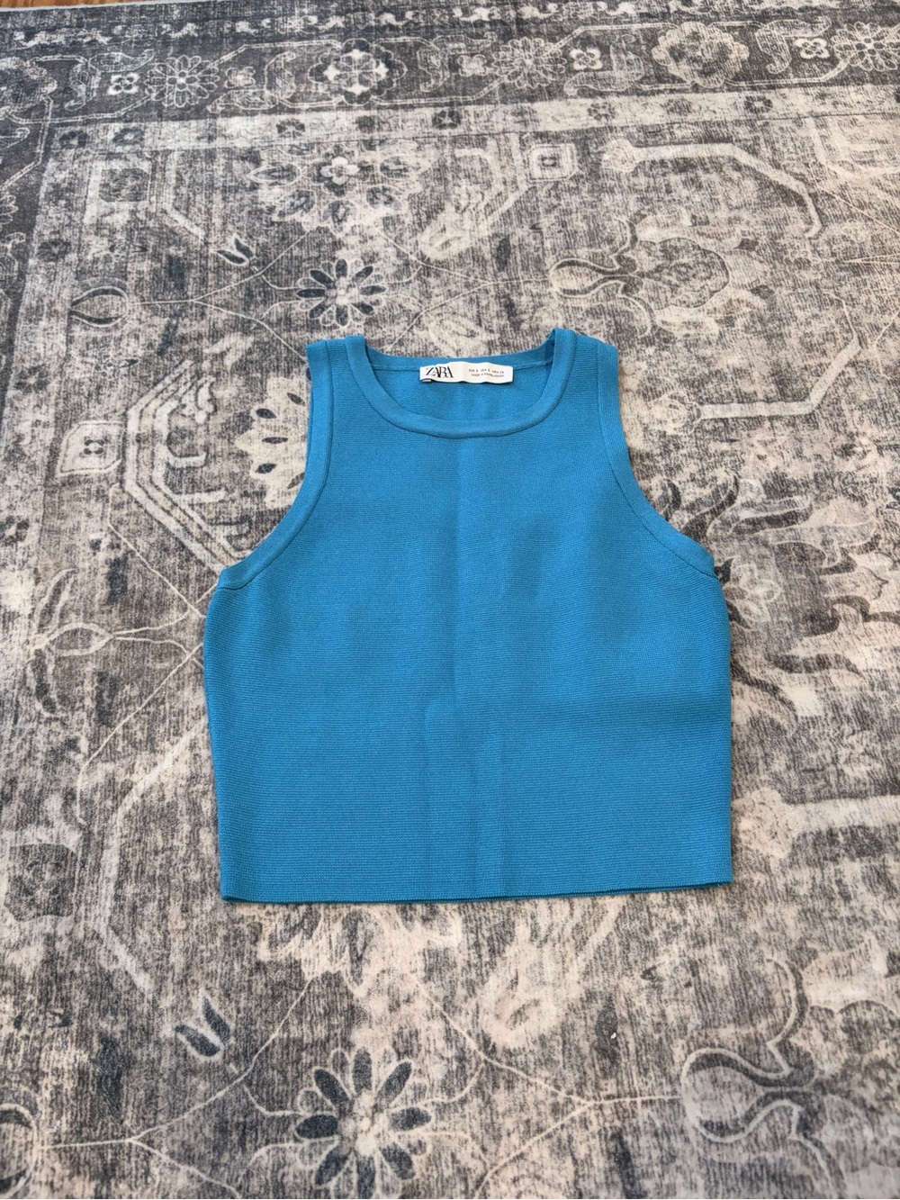 Zara Bright Blue Ribbed Sleeveless Tank